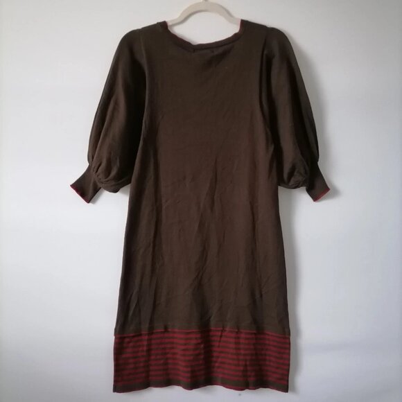Max Studio Specialty Products Women's Brown Bishop 3/4 Sleeves Sweater Dress - Picture 2 of 5